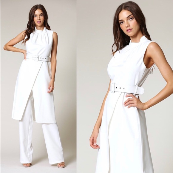 white blazer jumpsuit
